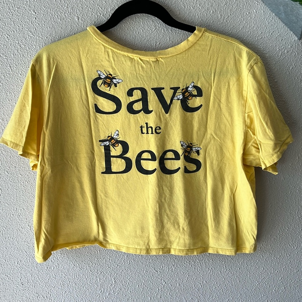 Save the Bees Cropped T-Shirt Bright Yellow Size XL